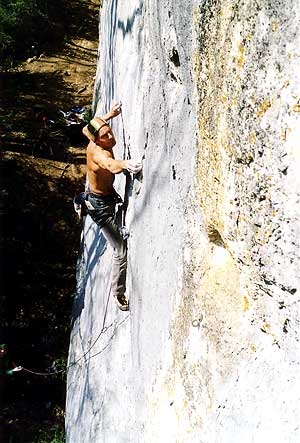 Alessandro Lamberti - Alessandro Jolly Lamberti climbing Bain de Sang 9a at Saint Loup, Switzerland