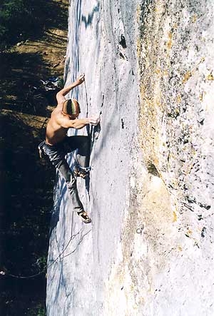 Alessandro Lamberti - Alessandro Jolly Lamberti climbing Bain de Sang 9a at Saint Loup, Switzerland