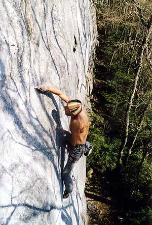 Alessandro Lamberti - Alessandro Jolly Lamberti climbing Bain de Sang 9a at Saint Loup, Switzerland