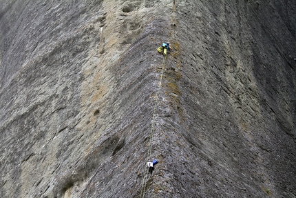 Meteora Greece - Rock climbing at Meteora in Greece: Frank Wehnerclimbing pitch 2 of Heureka (160m, 8+) 