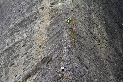 Meteora Grecia - Arrampicata a Meteora in Grecia: Frank Wehner sul secondo tiro di Heureka (160m, 8+) 