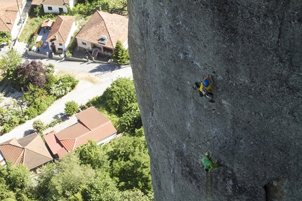 Meteora Grecia - Arrampicata a Meteora in Grecia: durante la prima libera di Heureka (160m, 8+)