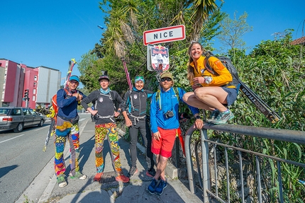 Der Lange Weg, Red Bull - Red Bull Der Lange Weg 2018: l'arrivo di Bernhard Hug, David Wallmann, Philipp Reiter e Janelle e Mark Smiley a Nizza