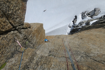 Roi de Siam Petit Capucin, Monte Bianco, Vaclav Satava, Lumír Fajkos - Lumír Fajkos sul quarto tiro di Spettacolare, Roi de Siam, Petit Capucin