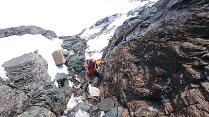 Thomas Bubendorfer, Hans Zlöbl, Max Sparber, Großglockner - Thomas Bubendorfer, Max Sparber e Hans Zlöbl durante la prima salita di Das dritte Leben, Großglockner