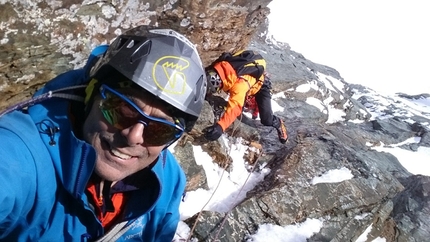 Thomas Bubendorfer, Hans Zlöbl, Max Sparber, Großglockner - Hans Zlöbl durante la prima salita di Das dritte Leben, Großglockner