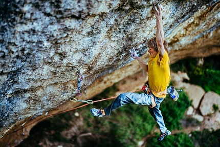 Alexander Megos, Perfecto Mundo, Margalef, Spain - Alexander Megos making the first ascent of Perfecto Mundo 9b+ at Margalef in Spain