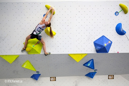 Bouldering World Cup 2018 - Jessica Pilz competing at the Chongqing stage of the Bouldering World Cup 2018