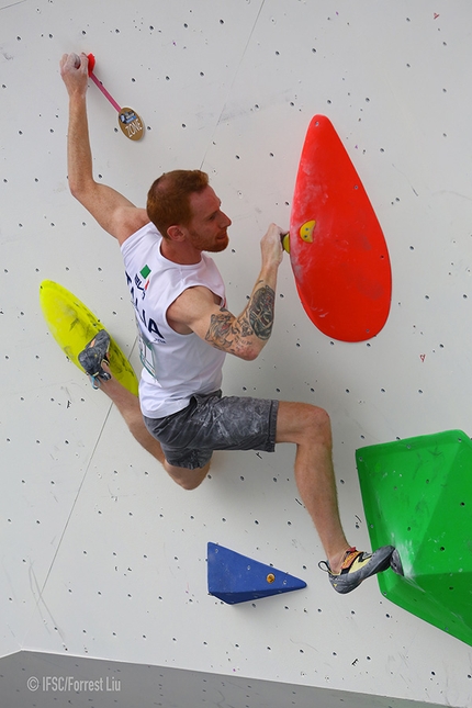 Bouldering World Cup 2018 - Gabriele Moroni competing at the Chongqing stage of the Bouldering World Cup 2018