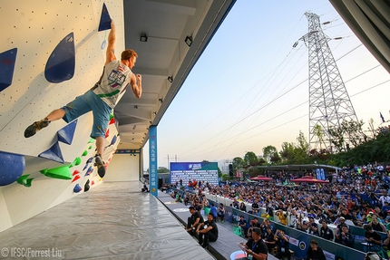 Bouldering World Cup 2018 - Jakob Schubert competing at the Chongqing stage of the Bouldering World Cup 2018