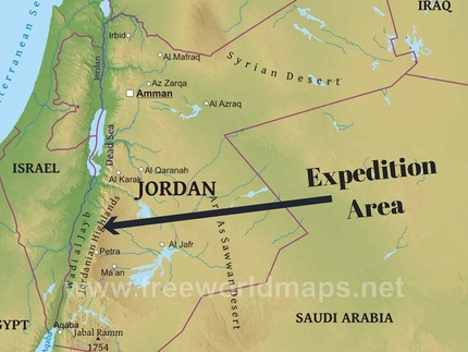 Giordania arrampicata - Giordania arrampicata: la zona della spedizione del CAI nella zona di Showbak, tra Wadi al Marmath e Wadi Malaga