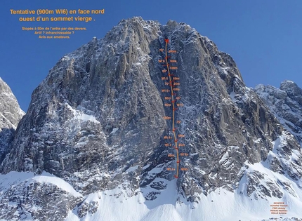 Alaska Revelation Mountains, Thomas Auvaro, Jeremy Fino, Matthieu Rideau, Antoine Rolle - Revelation Mountains, Alaska: Apocalypse North Face (900m, WI6, 90° neve) Thomas Auvaro, Jeremy Fino, Matthieu Rideau, Antoine Rolle, 02/04/2018