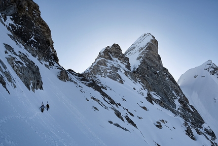 Laila Peak, Pakistan, Carole Chambaret, Tiphaine Duperier, Boris Langenstein - Carole Chambaret, Tiphaine Duperier e Boris Langenstein verso la cima del Laila Peak il 11/05/2018 prima della prima discesa integrale