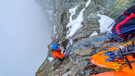 Gross Grünhorn, Switzerland, Dani Arnold, Stephan Ruoss - During the first ascent of Exile on Main Street, Gross Grünhorn 4044m, Switzerland (Dani Arnold, Stephan Ruoss 12/05/2018)