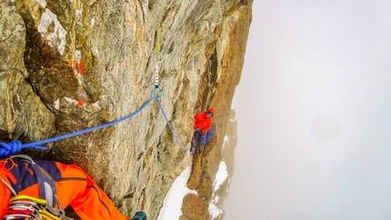 Gross Grünhorn, Switzerland, Dani Arnold, Stephan Ruoss - During the first ascent of Exile on Main Street, Gross Grünhorn 4044m, Switzerland (Dani Arnold, Stephan Ruoss 12/05/2018)