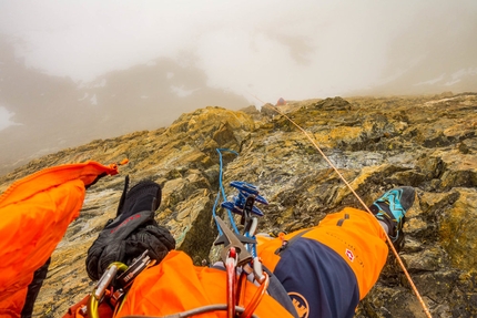 Gross Grünhorn, Switzerland, Dani Arnold, Stephan Ruoss - During the first ascent of Exile on Main Street, Gross Grünhorn 4044m, Switzerland (Dani Arnold, Stephan Ruoss 12/05/2018)