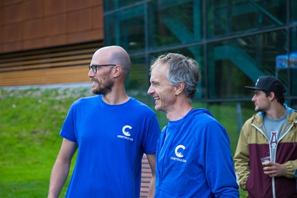 Palestra d'arrampicata Lino Lacedelli, Cortina d'Ampezzo - Filippo Menardi e Davide Alberti durante l'inaugurazione della nuova palestra d'arrampicata Lino Lacedelli a Cortina d'Ampezzo il 02/06/2018