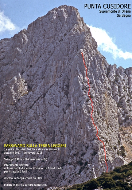 Punta Cusidore, Sardegna, Passavamo sulla terra leggeri, Giovanni Manconi, Maurizio Oviglia - La linea di Passavamo sulla terra leggeri, Punta Cusidore, Sardegna (Giovanni Manconi, Maurizio Oviglia 2017/0218)