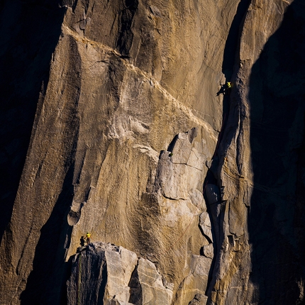Alex Honnold, Tommy Caldwell, The Nose, El Capitan, Yosemite - Alex Honnold and Tommy Caldwell racing up the Nose, El Capitan, on 06/06/2018 during their record breaking ascent 