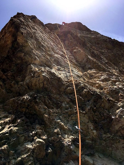 Monte Steviola, Val Gardena, Dolomiti, Armin Senoner, Antonio Tommasini - Durante l'apertura di Via Mara sul Monte Steviola in Vallunga, Dolomiti