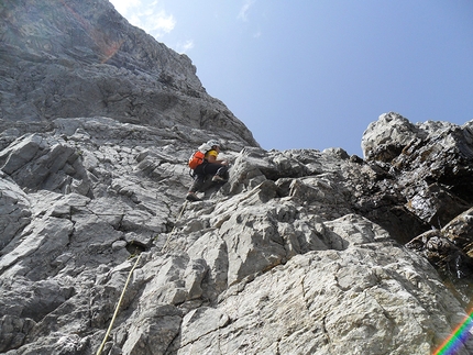 Arrampicarnia 2018, Cjanevate 150, Alpi Carniche - Arrampicarnia: Riccardo del Fabbro sulla Via Grohmann, Cjanevate parete nord