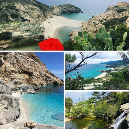 Ikaria Island, Greece, climbing - Ikaria Island: Nas beach, Seychelles beach, view onto the Livadi and Mesakti beach, River Mesakti