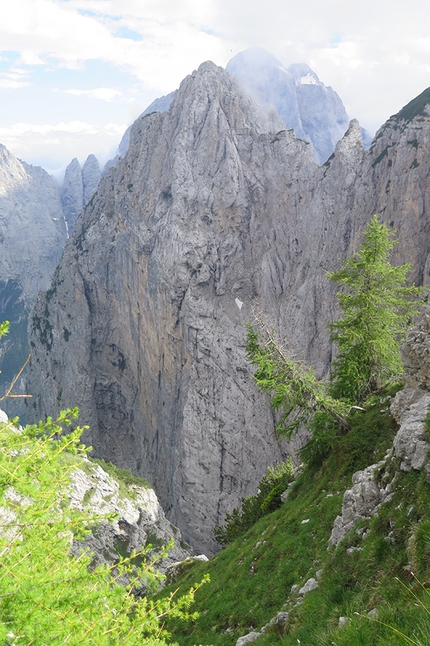 Pale di San Lucano, Dolomiti, Luca Vallata, Samuel Zeni, Mauro Zanon  - Pilastro Bianco Terza Pala di San Lucano: il Pilastro visto dal Monte San Lucano