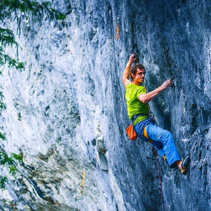 Adam Ondra Disbelief, Canada - Adam Ondra climbing the 9b slab Disbelief at Acephale in Canada.