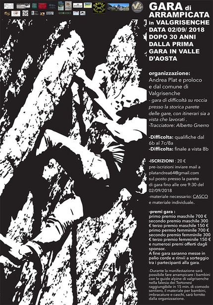 Valgrisenche arrampicata - Domenica 2 Settembre 2018 a Valgrisenche la gara di arrampicata su roccia, a 30 anni dalla storica prima competizione in Valle d'Aosta