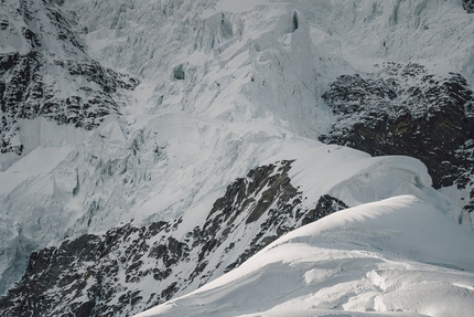 K2 Andrzej Bargiel, first ski descent - Andrzej Bargiel making the historic first ski descent of K2 on Sunday 22 July 2018