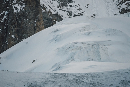 K2 Andrzej Bargiel, first ski descent - Andrzej Bargiel making the historic first ski descent of K2 on Sunday 22 July 2018