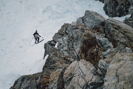 K2 Andrzej Bargiel, first ski descent - Andrzej Bargiel making the historic first ski descent of K2 on Sunday 22 July 2018