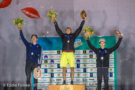 Lead World Cup 2018 Briançon - Male podium of the Lead World Cup 2018 at Briançon