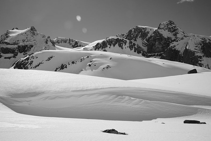 Canada sci fuoripista - Panoramica verso il Grindle e il Boomerang, British Columbia, Canada