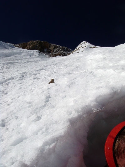 Tomaz Humar Annapurna South Face - Annapurna South Face Tomaz Humar: from bivy 2 at 7200m looking down to the rocky ridge