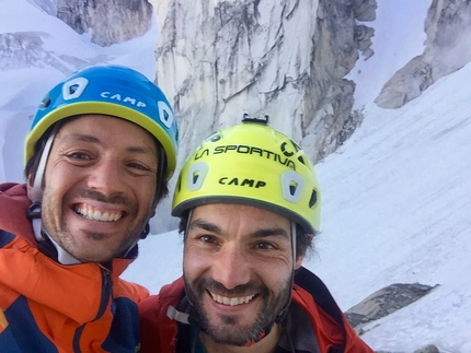 Florian Riegler, Martin Riegler, The Flying Penguin, Bugaboos, Canada - Florian Riegler and Martin Riegler after having made the first free ascent of The Flying Penguin, Bugaboos, Canada