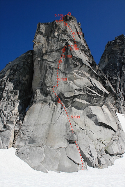 Florian Riegler, Martin Riegler, The Flying Penguin, Bugaboos, Canada - Martin and Florian Riegler making the first free ascent of The Flying Penguin, Bugaboos, Canada  (Florian Riegler, Martin Riegler, 2009, first free ascent 2018)