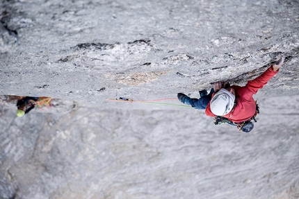 Stigmata, Heiligkreuzkofel, Dolomites, Simon Gietl, Andrea Oberbacher - Stigmata, Heiligkreuzkofel: Simon Gietl and Andrea Oberbacher making the first free ascent on 17/07/2017