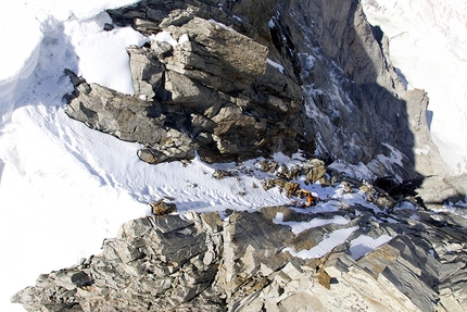 Dani Arnold, Grandes Jorasses - Dani Arnold climbing the Via Cassin up Grandes Jorasses on 27/07/2018 in 2:04