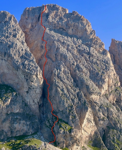 Große Fermeda, Geislerspitzen, Dolomites, Aaron Moroder, Miran Mittermair - Uein Line, Große Fermeda, Geislerspitzen, Dolomites first ascended by Aaron Moroder and Miran Mittermair on 04/08/2018