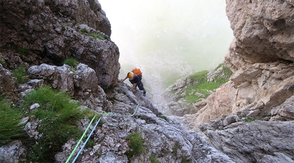Uein Line, new rock climb up Große Fermeda in Geisler Dolomites