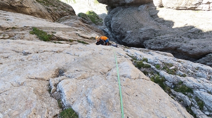 Grande Fermeda, Odle, Dolomiti, Aaron Moroder, Miran Mittermair - Durante l'apertura di Uein Line, Grande Fermeda, Odle (Aaron Moroder, Miran Mittermair 04/08/2018)