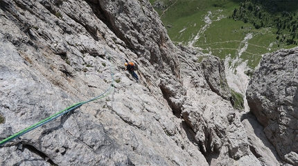 Große Fermeda, Geislerspitzen, Dolomites, Aaron Moroder, Miran Mittermair - Making the first ascent of Uein Line, Große Fermeda, Geislerspitzen, Dolomites (Aaron Moroder, Miran Mittermair 04/08/2018)