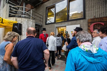 Grivel Day, Courmayeur - Gioachino Gobbi opens the doors to the Espace Grivel during the Grivel Day celebrations at Courmayeur on 5 August 2018