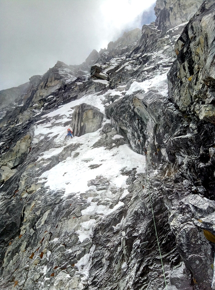 Kyajo Ri, Nepal, Marek Holeček, Zdeněk Hák - Marek Holeček, durante la prima salita di Lapse of Reason sul Kyajo Ri in Nepal (25-28/05/2018)