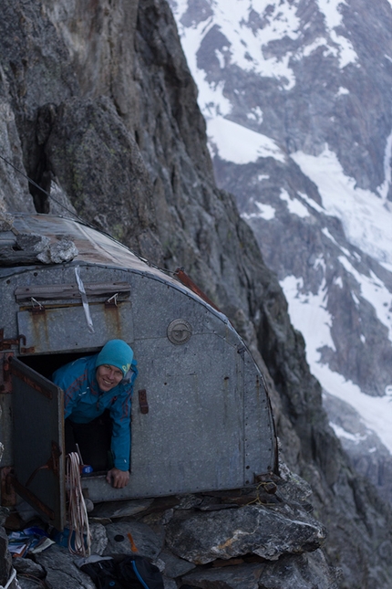 Peutérey Integral, Mont Blanc - Peutérey Integral Mont Blanc:  Martin Schidlowski at the Craveri bivouac