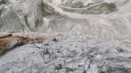 Nuvole Bianche, Sas dla Porta, Odle, Dolomiti, Aaron Moroder, Matteo Vinatzer - Durante la prima libera di Nuvole Bianche, Sas dla Porta, Odle