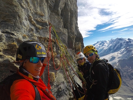 Matterhorn, François Cazzanelli - Matterhorn:  François Cazzanelli, Emrik Favre and Francesco Ratti making the first ascent of Diretta allo Scudo