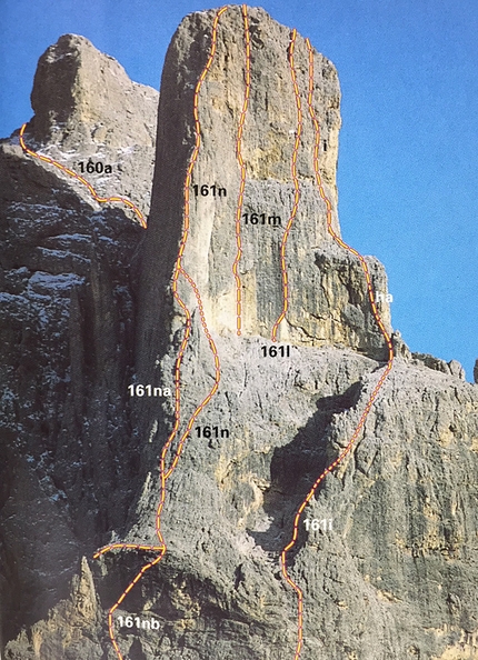 Com’è cambiata la scelta delle vie d'arrampicata - Sass Maor e Cima della Madonna, tratta dal libro Pale di San Martino Ovest, Dolomiti di Falcade e Primiero di Lucio De Franceschi del Club Alpino Italiano e Touring Club Italiano