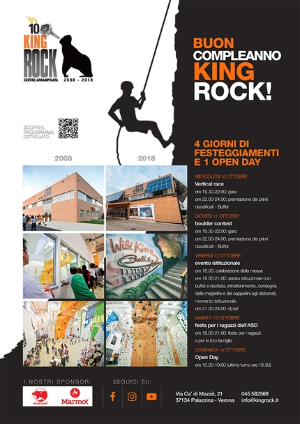 Arrampicata Verona, King Rock - Dal 10 al 14 ottobre la palestra d’arrampicata King Rock di Verona festeggia il suo 10° anniversario